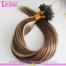 Bom Feedback Ombre Micro Anel Loop Extensão Do Cabelo Sem Derramamento Emaranhado Livre de Queratina Russa Bond Extensão Do Cabelo Micro Contas